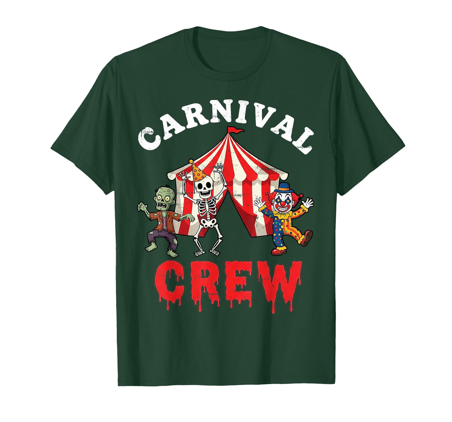 Carnival Crew Zombie Skeleton Clown Funny Halloween Circus T-Shirt