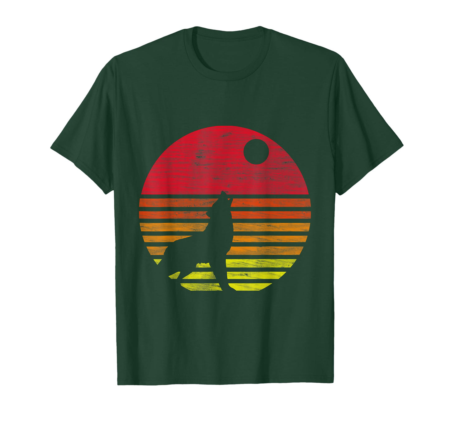 Retro Wolf Howling at The Moon T-Shirt