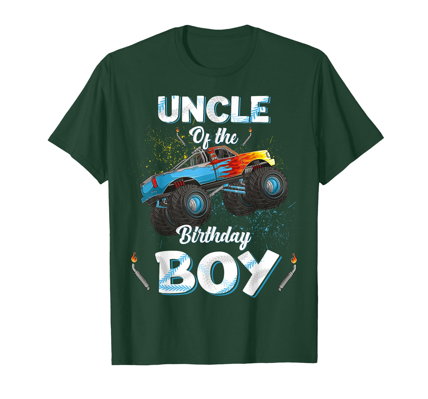 Uncle Of The Birthday Boy Monster Truck Bday Women Men Kids T-Shirt