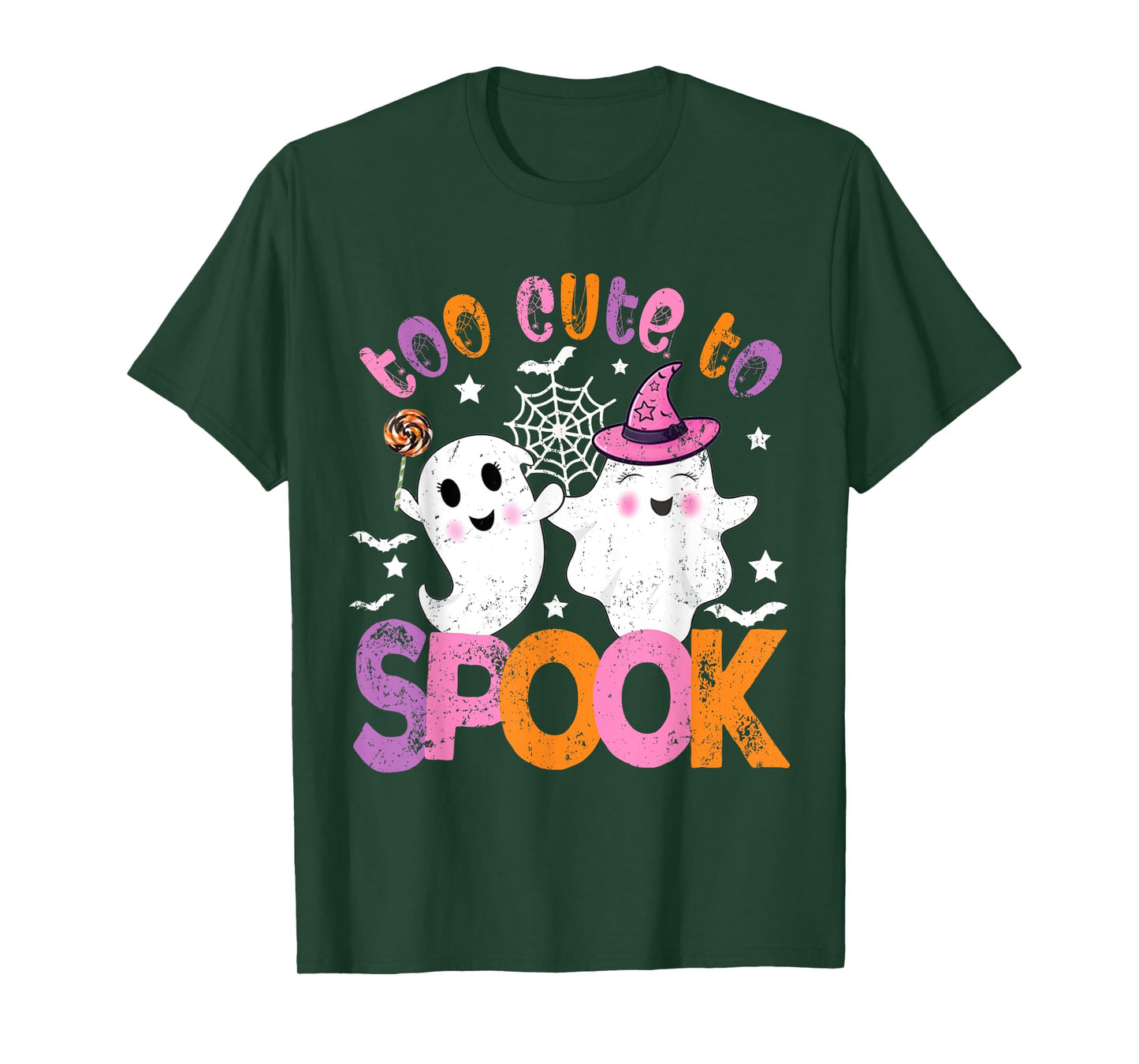 Kawaii Halloween Ghost Costume Too Cute To Spook Girl Kids T-Shirt
