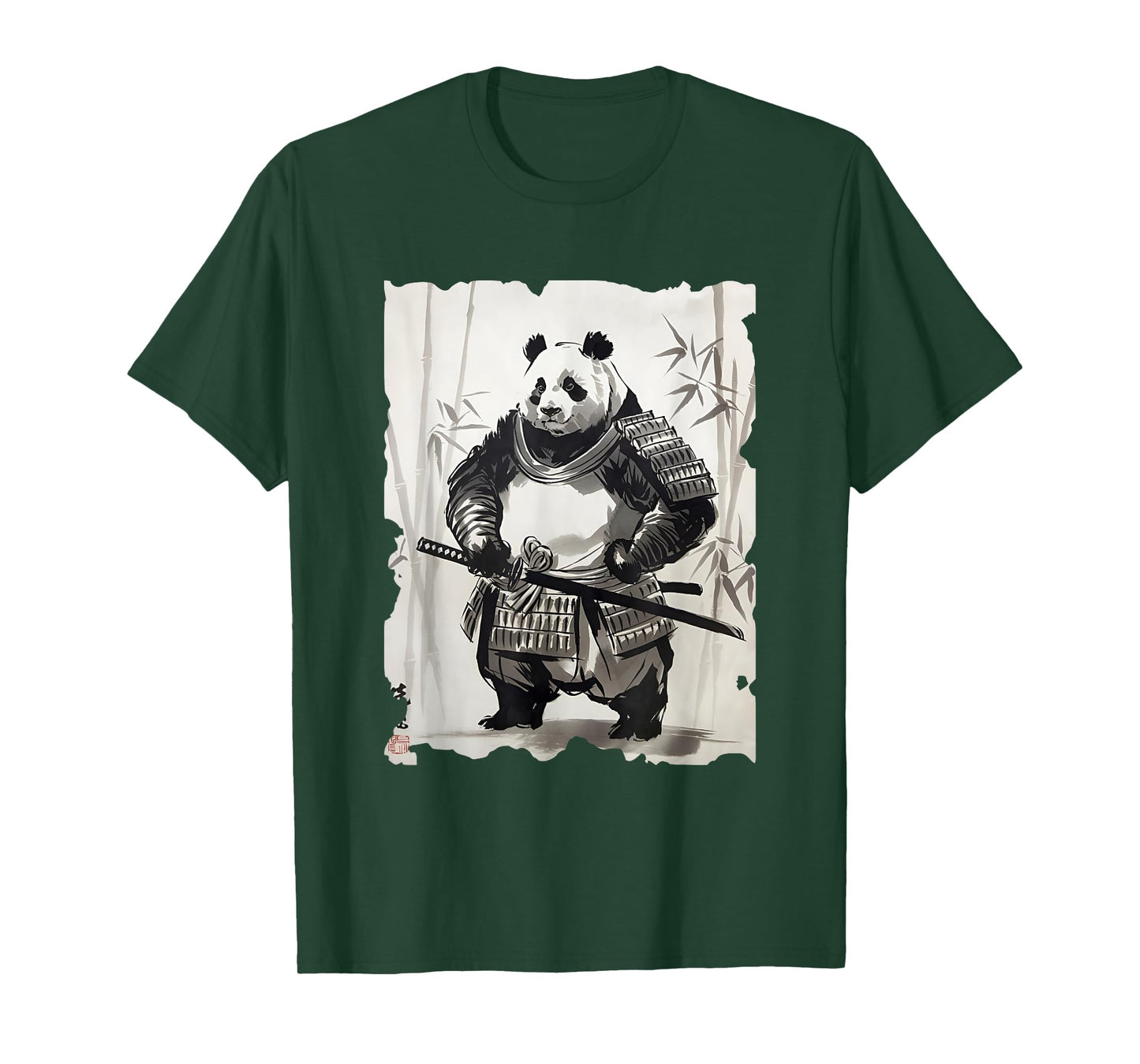 Panda Samurai Japanese Art - Vintage Panda Sumi-e Graphic T-Shirt