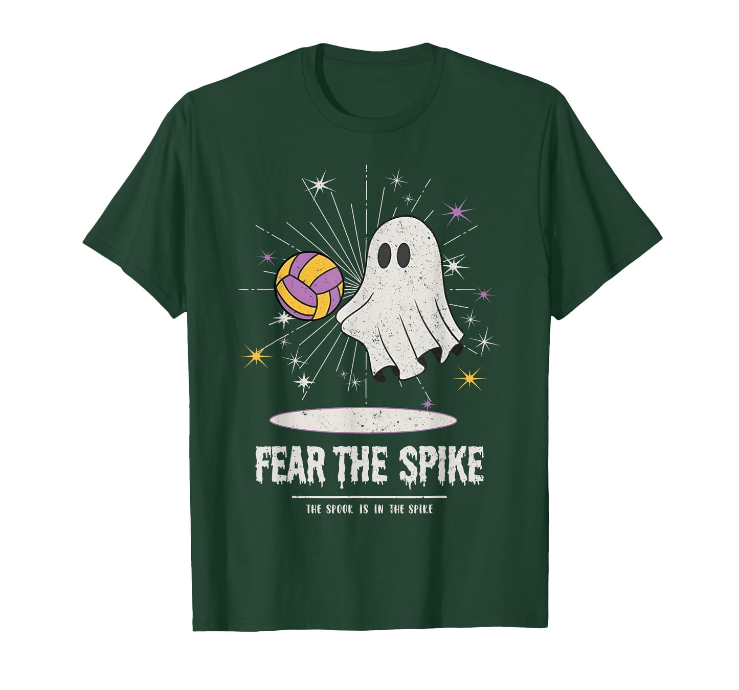 Fear The Spike Spooky Ghost Playing Volleyball Player Sports T-Shirt