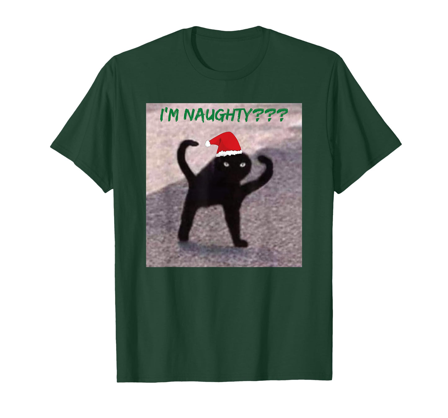 Cursed Cat Angry Meme I'm Naughty? Christmas Men Women Kids T-Shirt