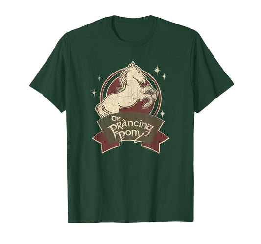 The Lord Of The Rings Unisex-Adults T-Shirt, Black, Small, Short Sleeve, Regular Fit, Modern, The Prancing Pony Bree Logo