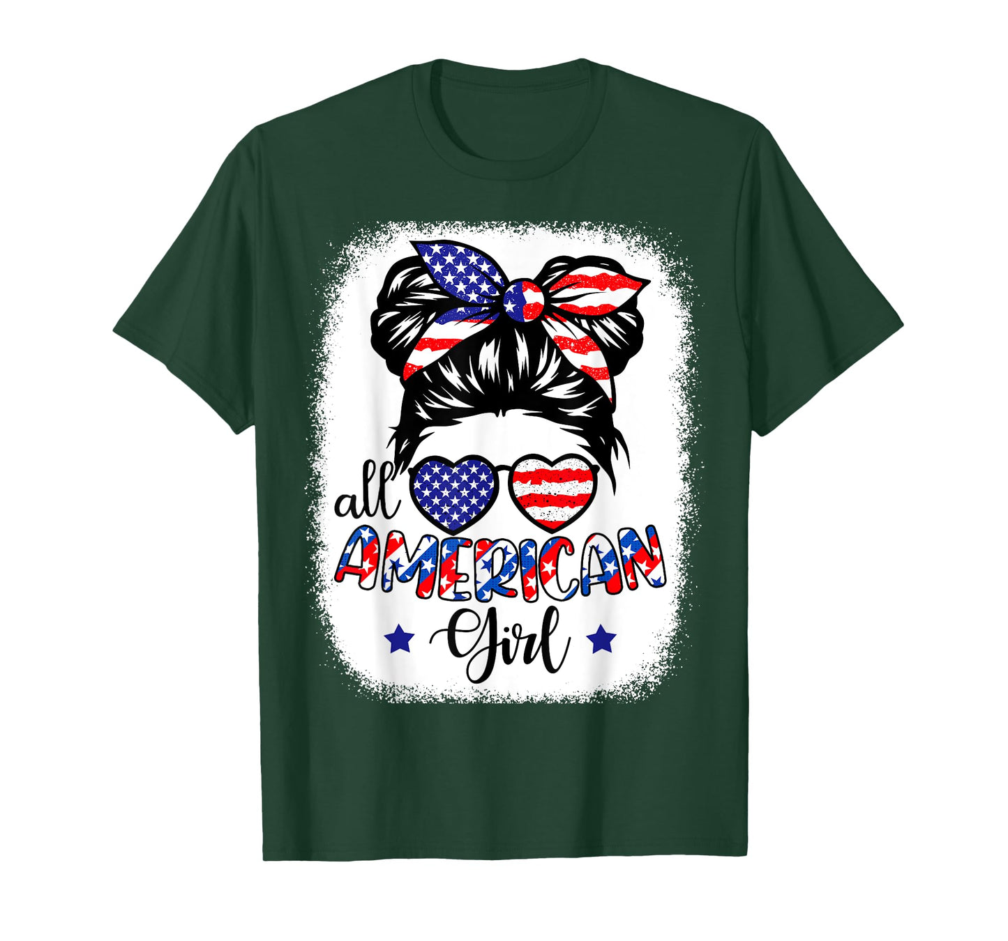 All American Girl Shirt USA Flag 4th July Women Kids Patriot T-Shirt