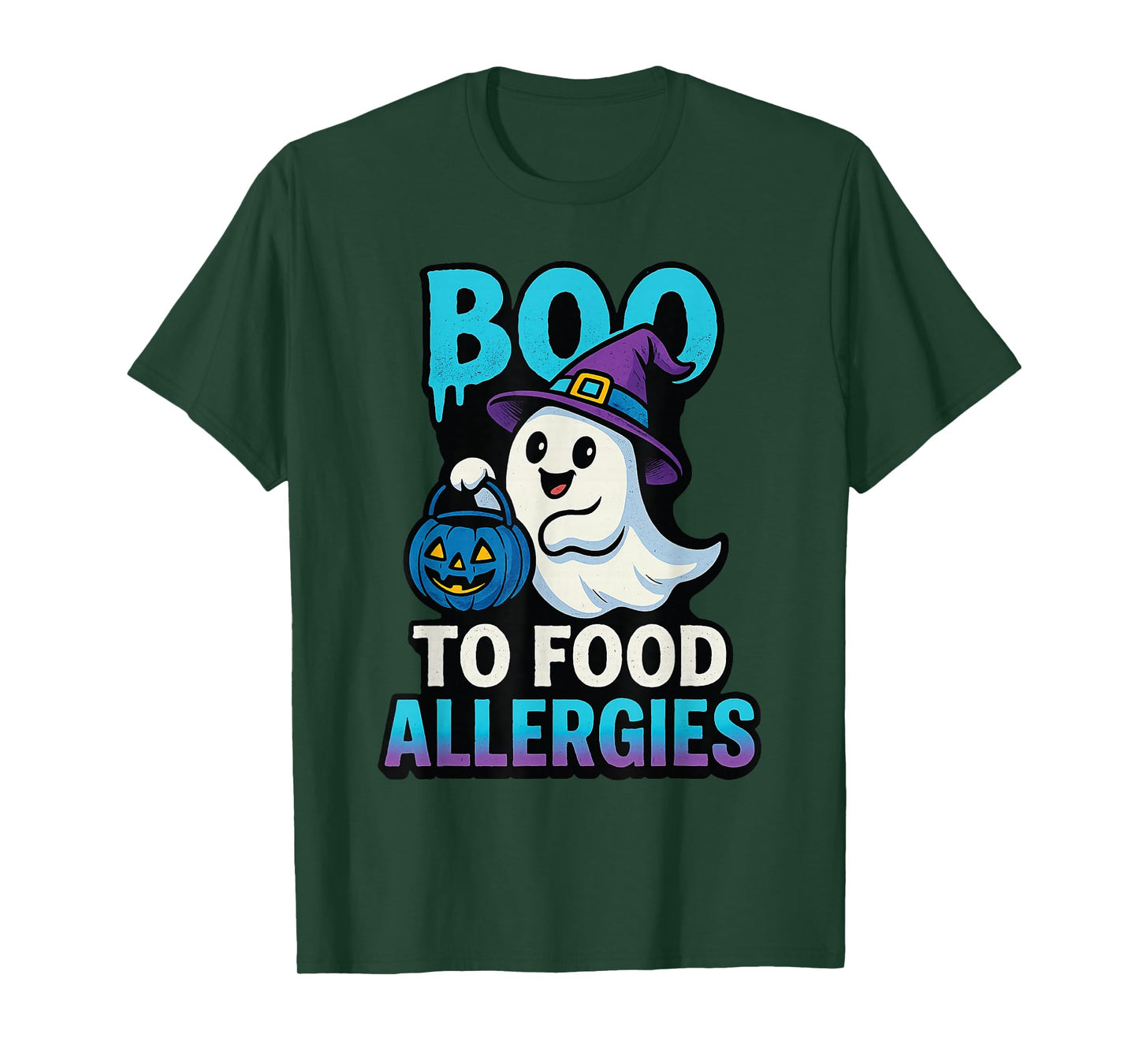 Teal Pumpkin Halloween Boo Food Allergies Ghost T-Shirt