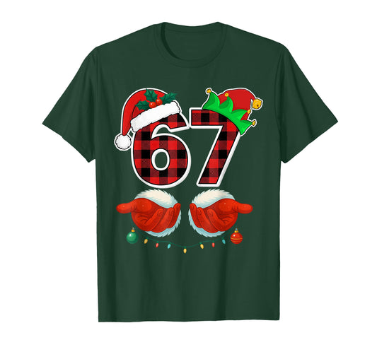 67 Meme Funny Christmas Red Plaid Xmas Pajamas Slang Kids T-Shirt
