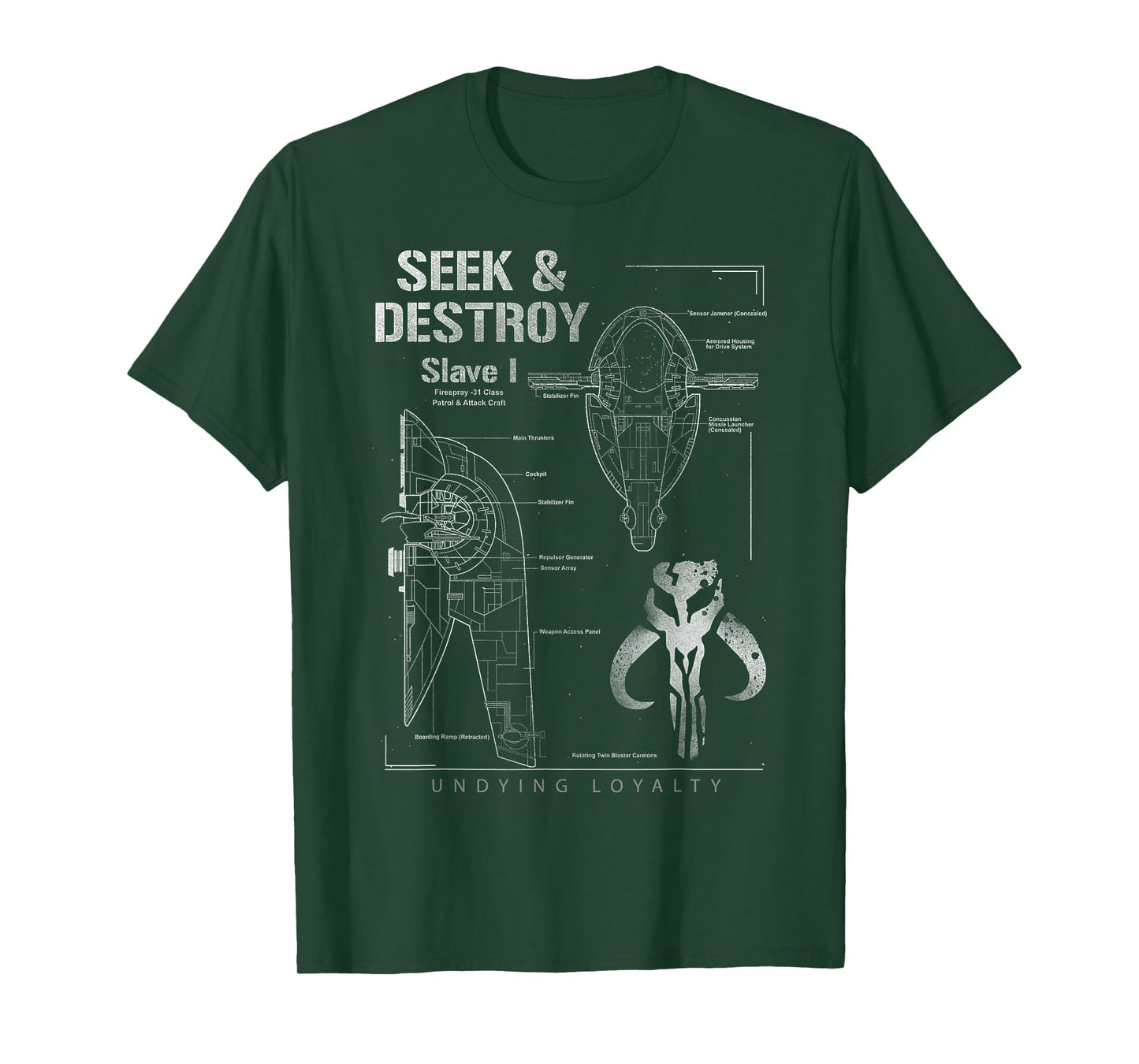 Star Wars Boba Slave I Ship Seek & Destroy Schematic T-Shirt T-Shirt