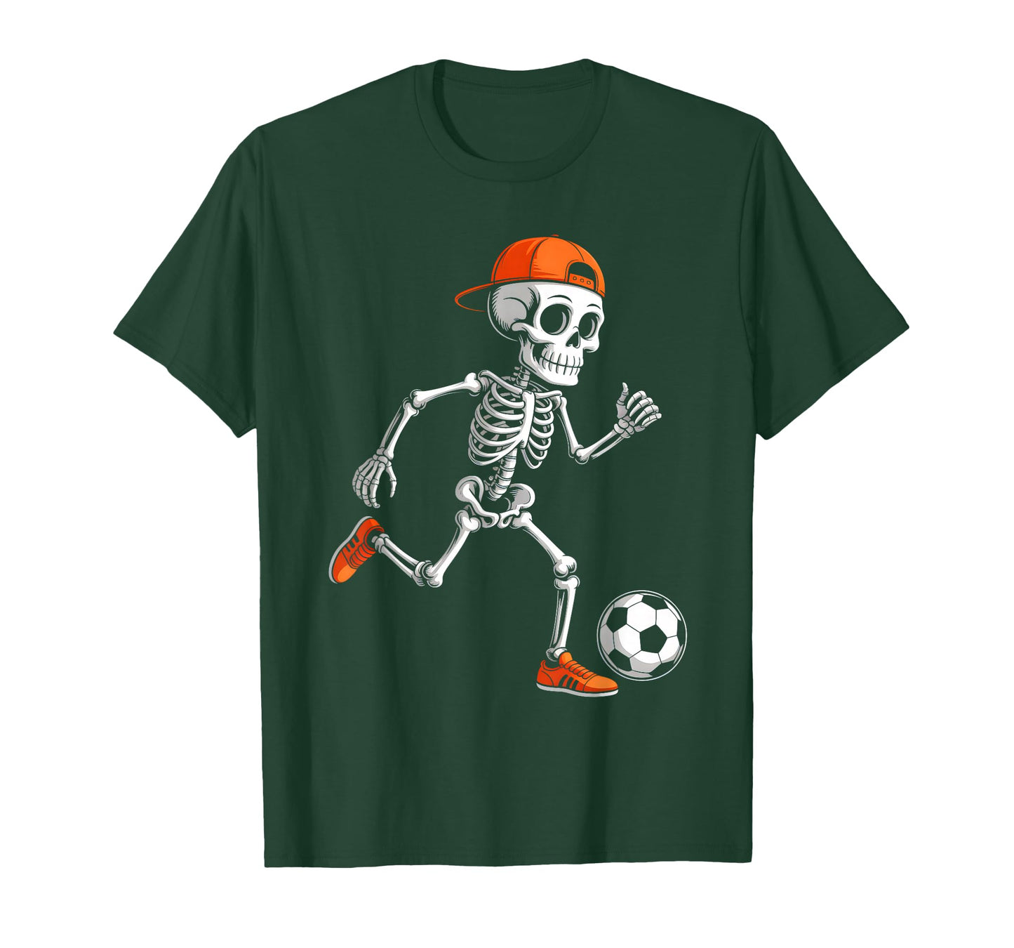 Skeleton Playing Soccer Boys Men Funny Halloween Costume T-Shirt