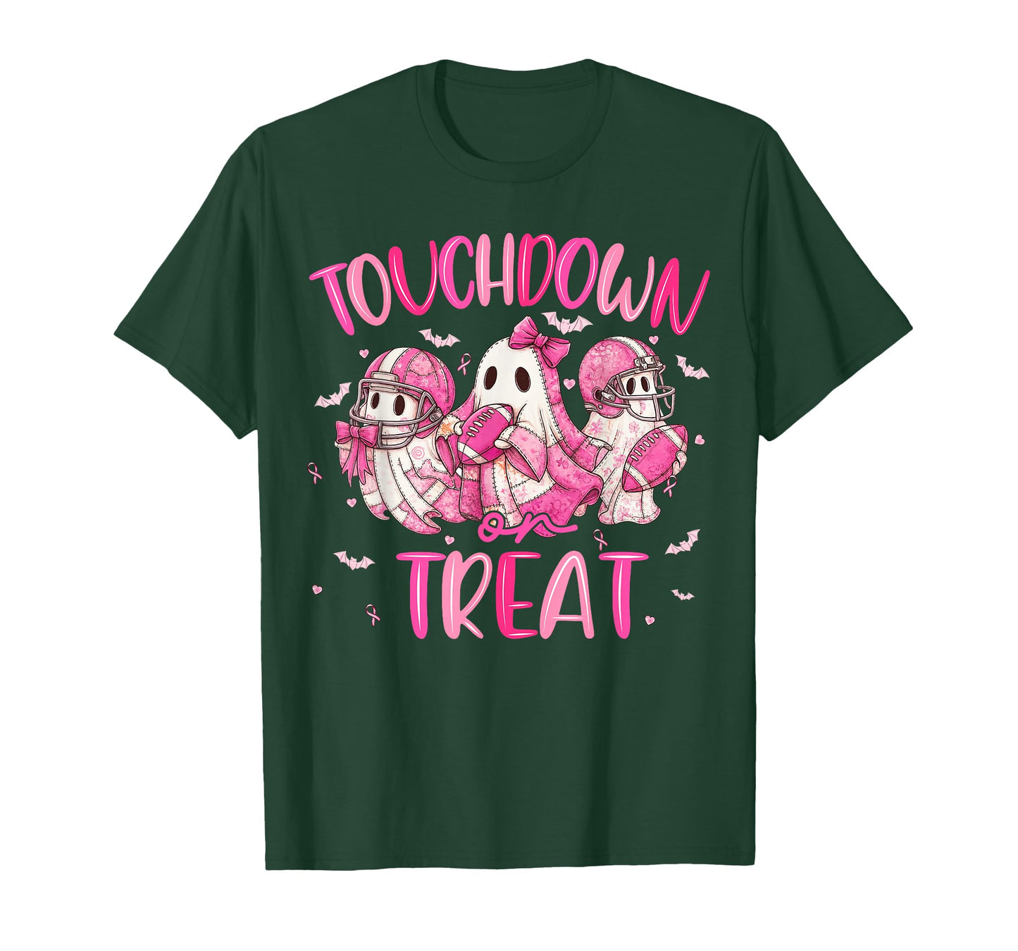Touchdown Or Treat Halloween Boo Football Breast Cancer T-Shirt