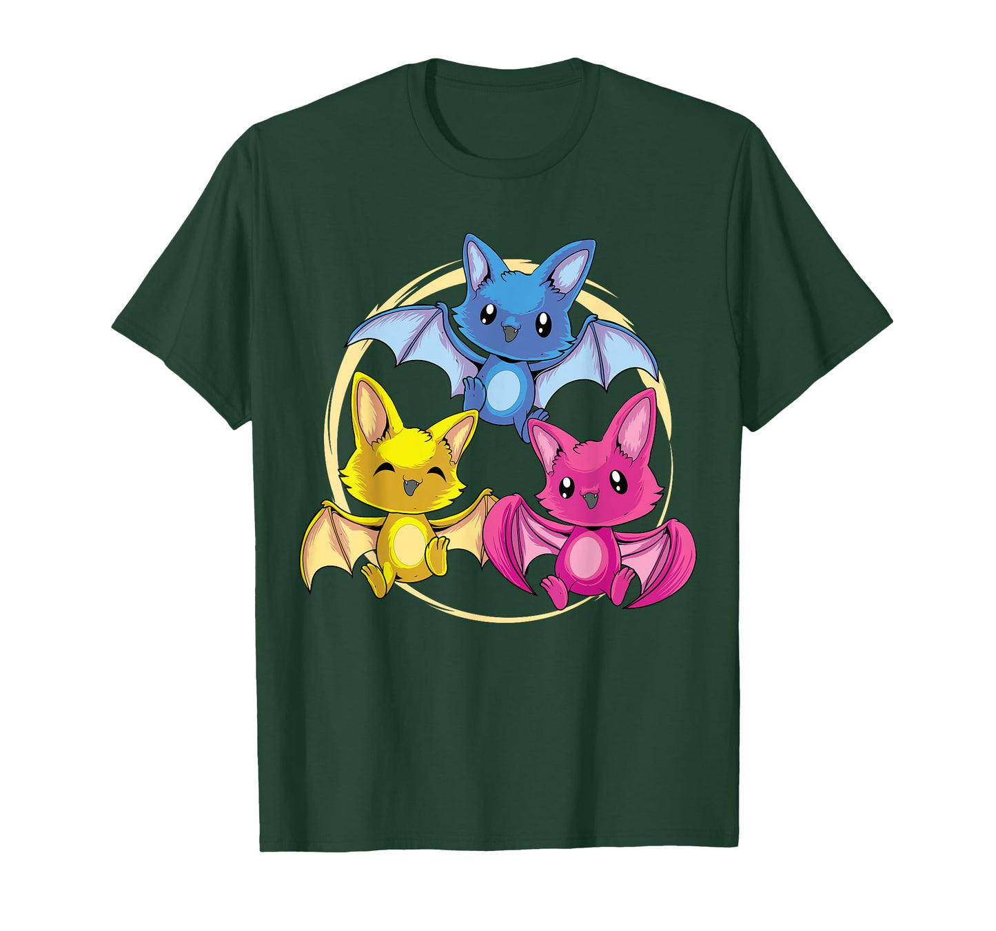 Kawaii Pansexual Bat LGBTQ Pastel Goth Bat Anime Pan Pride T-Shirt