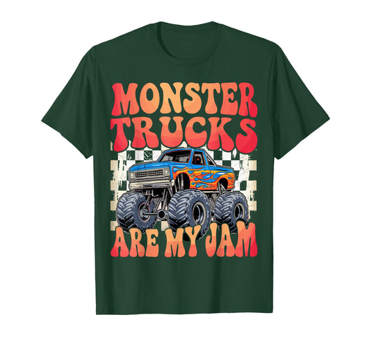 Monster Truck Are My Jam Colorful Monster Trucks T-Shirt