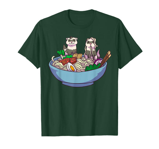Ferret Ramen Noodles Anime Kawaii Japanese Otaku Gift T-Shirt Small