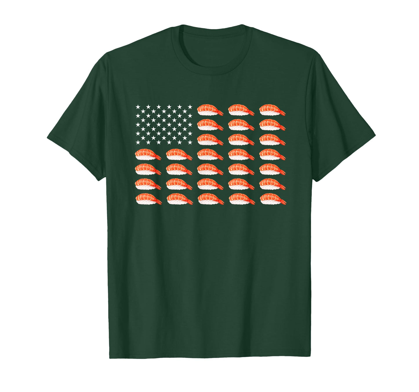 Sushi USA Flag Japanese Funny American Flag Kawaii Anime T-Shirt