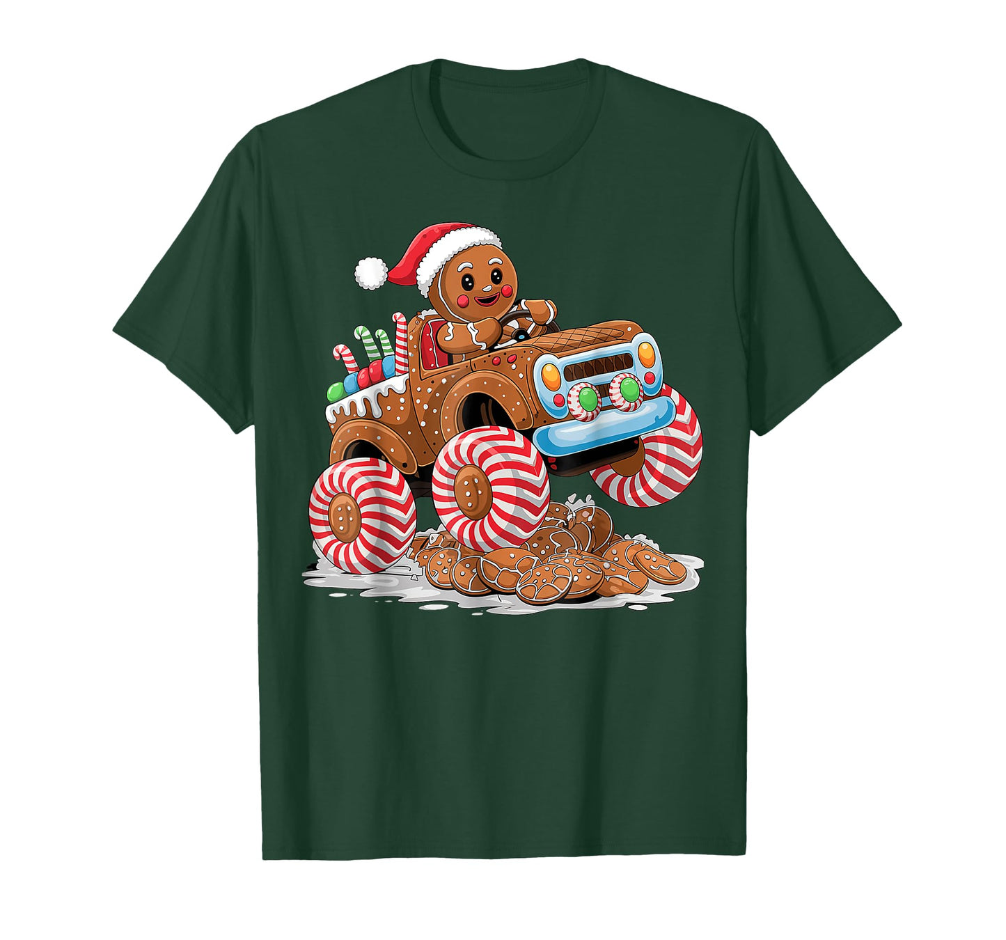 Monster Truck Gingerbread Man Christmas Baking T-Shirt