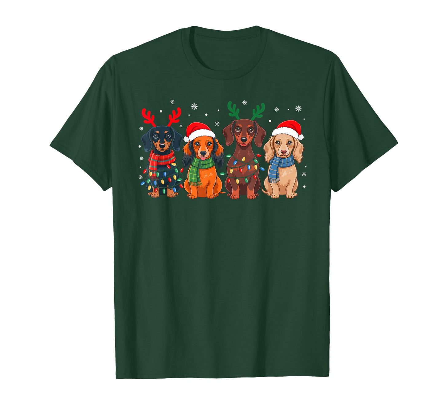 Dachshund Christmas Santa Reindeer Xmas Pajamas Dog Lover T-Shirt