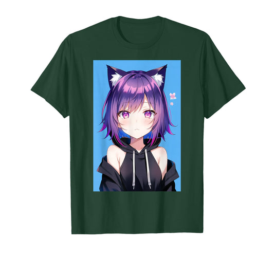 Waifu Neko Anime Cat Girl Japanese Aesthetic T-Shirt