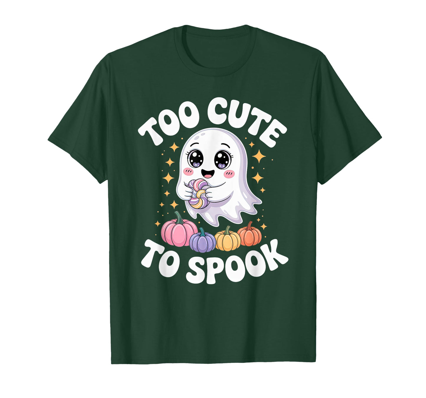 Too Cute to Spook Kawaii Halloween Pastel Ghost Design T-Shirt