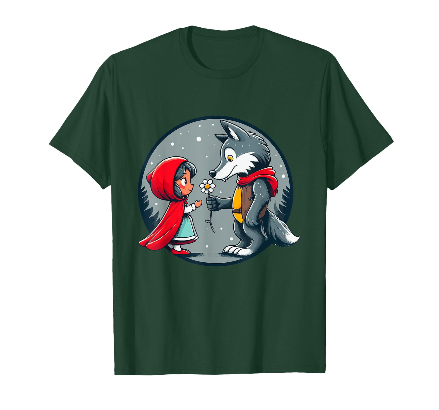 Little Red Riding Hood Wolf Fairy Tale Forest Children Cute T-Shirt