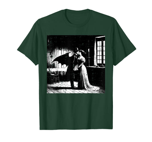 Halloween Vampire Kissing Woman Vintage Costume Men Women T-Shirt