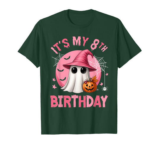 It's My 8th Birthday Ghoul Cute Ghost I'm 8 Years Old Kids T-Shirt