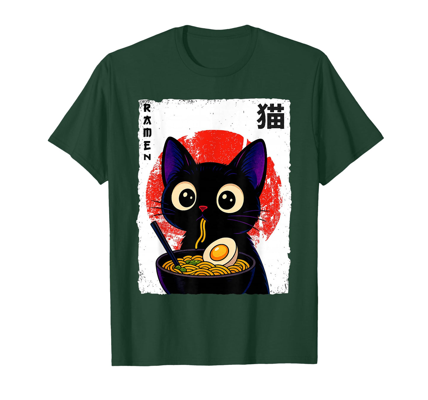 Kawaii Anime Cat Ramen Funny Graphic Tees Men Women Kids T-Shirt