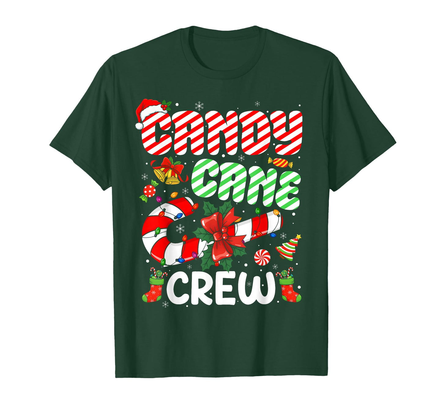 Candy Cane Crew Christmas Funny Xmas Matching Family Pajamas T-Shirt