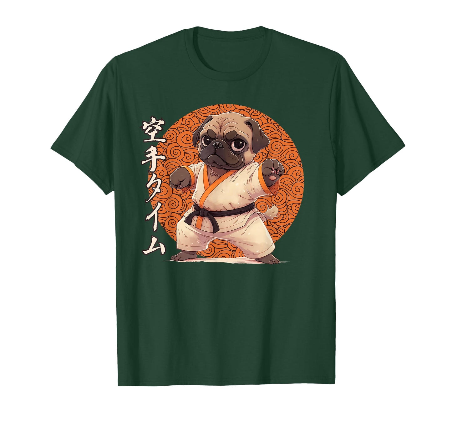 Pug Karate, Ninja Pug Anime, Karate Pug T-Shirt