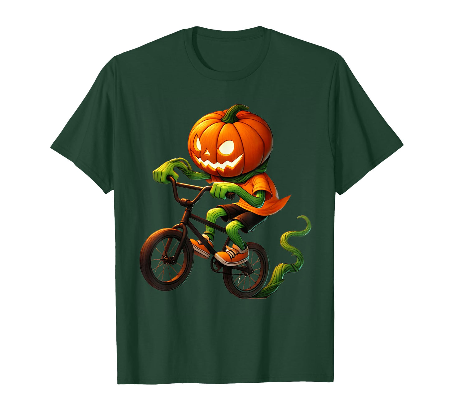Pumpkin Face Biking Halloween Costume Biker Men Boys Kids T-Shirt
