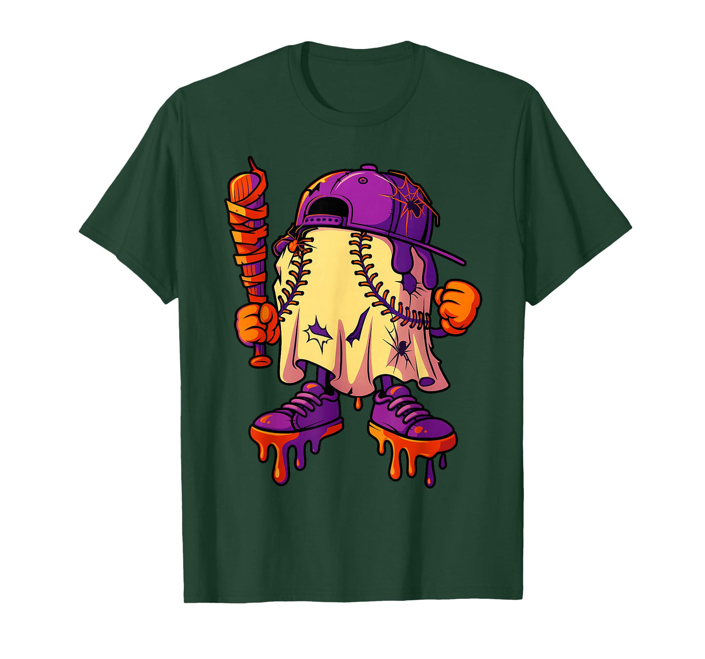 Funny Baseball Ghost Halloween Drip Baseball Boys Youth T-Shirt