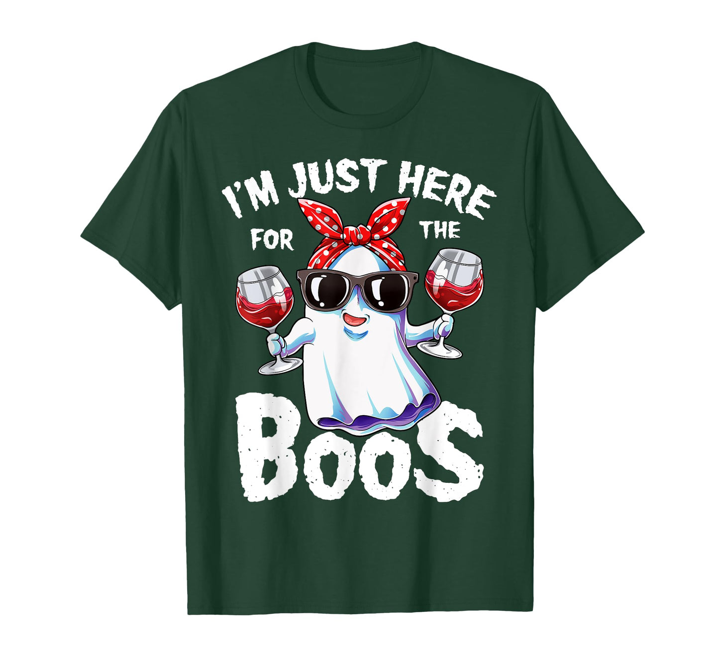 I'm Just Here For The Boos Halloween Women Ghost Cute Funny T-Shirt