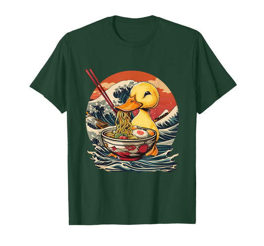 Duck Eating Ramen Noodles Waves Artwork Duck Ramen Bowl T-Shirt
