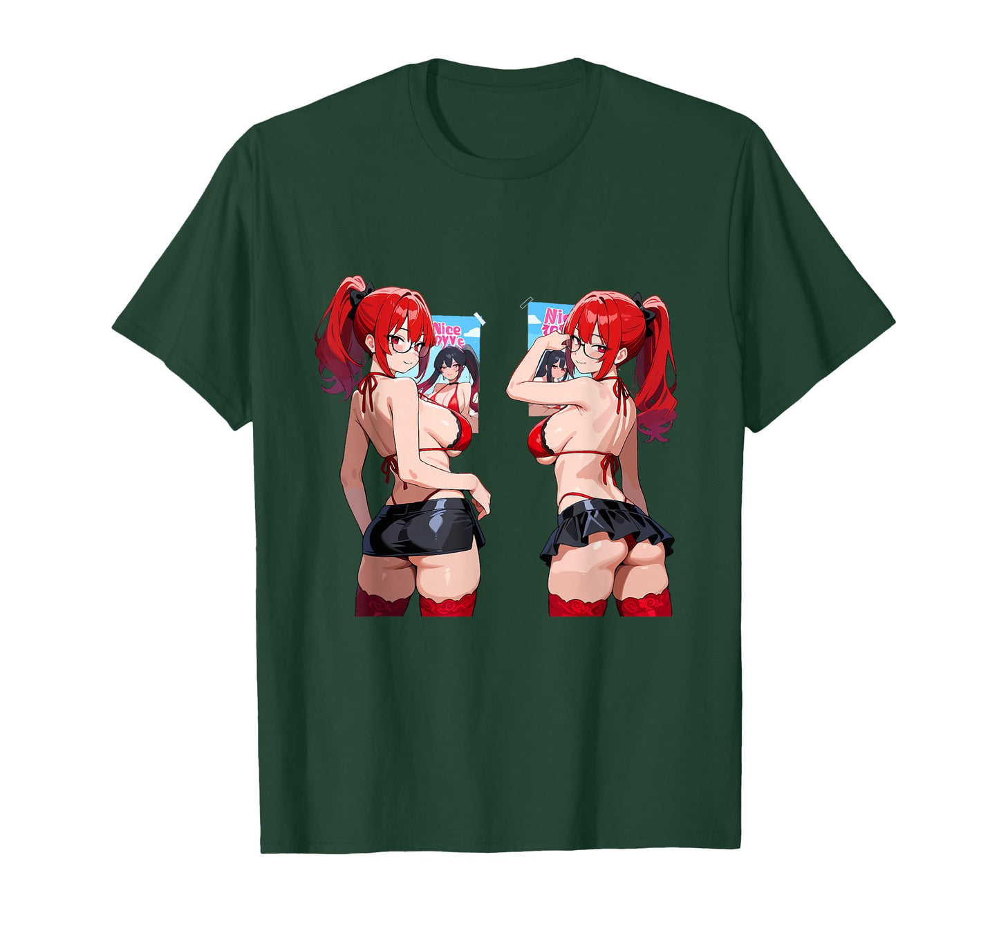 Sexy Waifu Anime Girl Red Lingerie Japanese Art Style T-Shirt