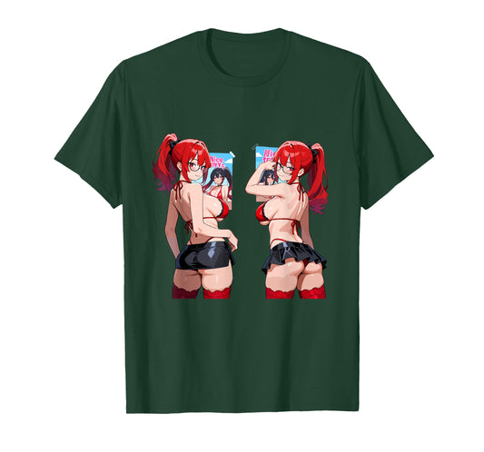 Sexy Waifu Anime Girl Red Lingerie Japanese Art Style T-Shirt