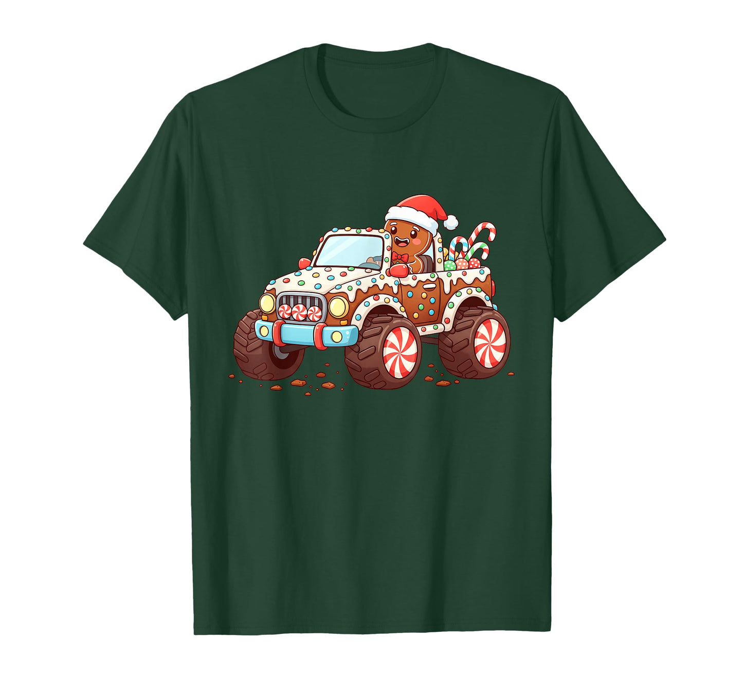 Gingerbread Xmas Candy Truck Funny Christmas Baking Kid Boys T-Shirt