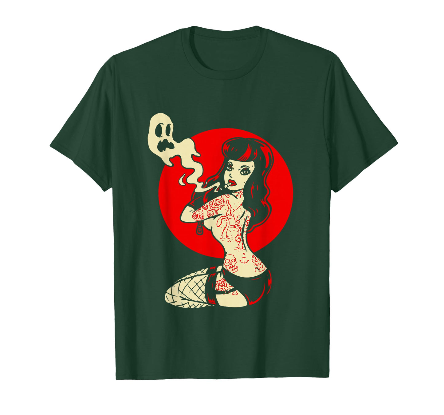 Horror Pinup Sexy Goth Girl Burlesque - Psychobilly Punk Art T-Shirt
