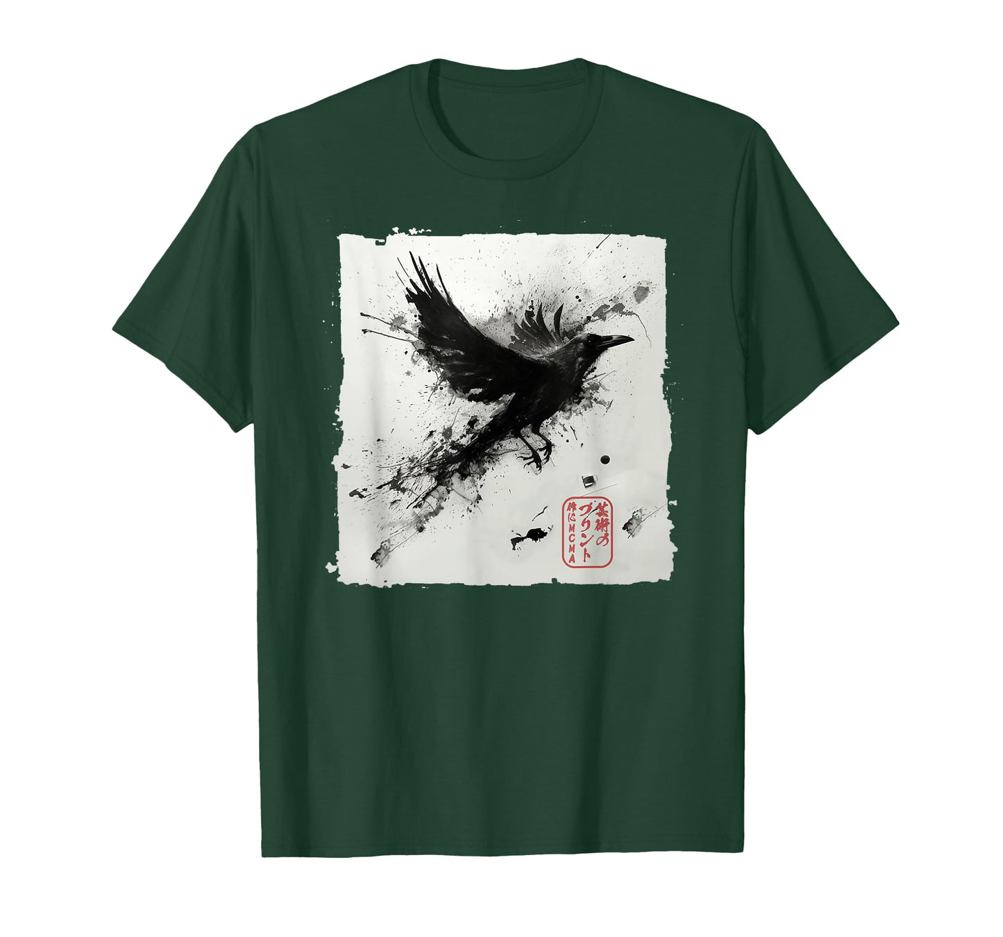 Japanese Art Ink Raven/Crow - Men, Women, Kids Graphic T-Shirt