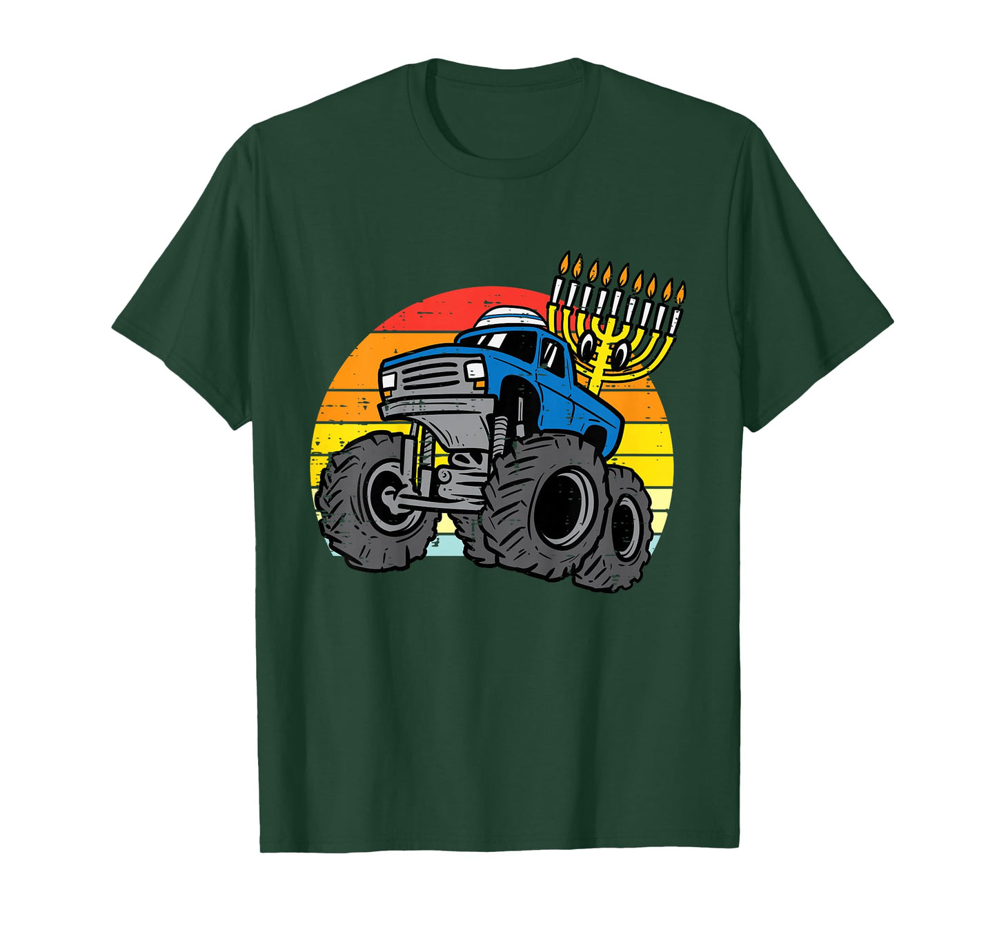 Kids Hanukkah Monster Truck Chanukah Jewish Toddler Boys Kids T-Shirt