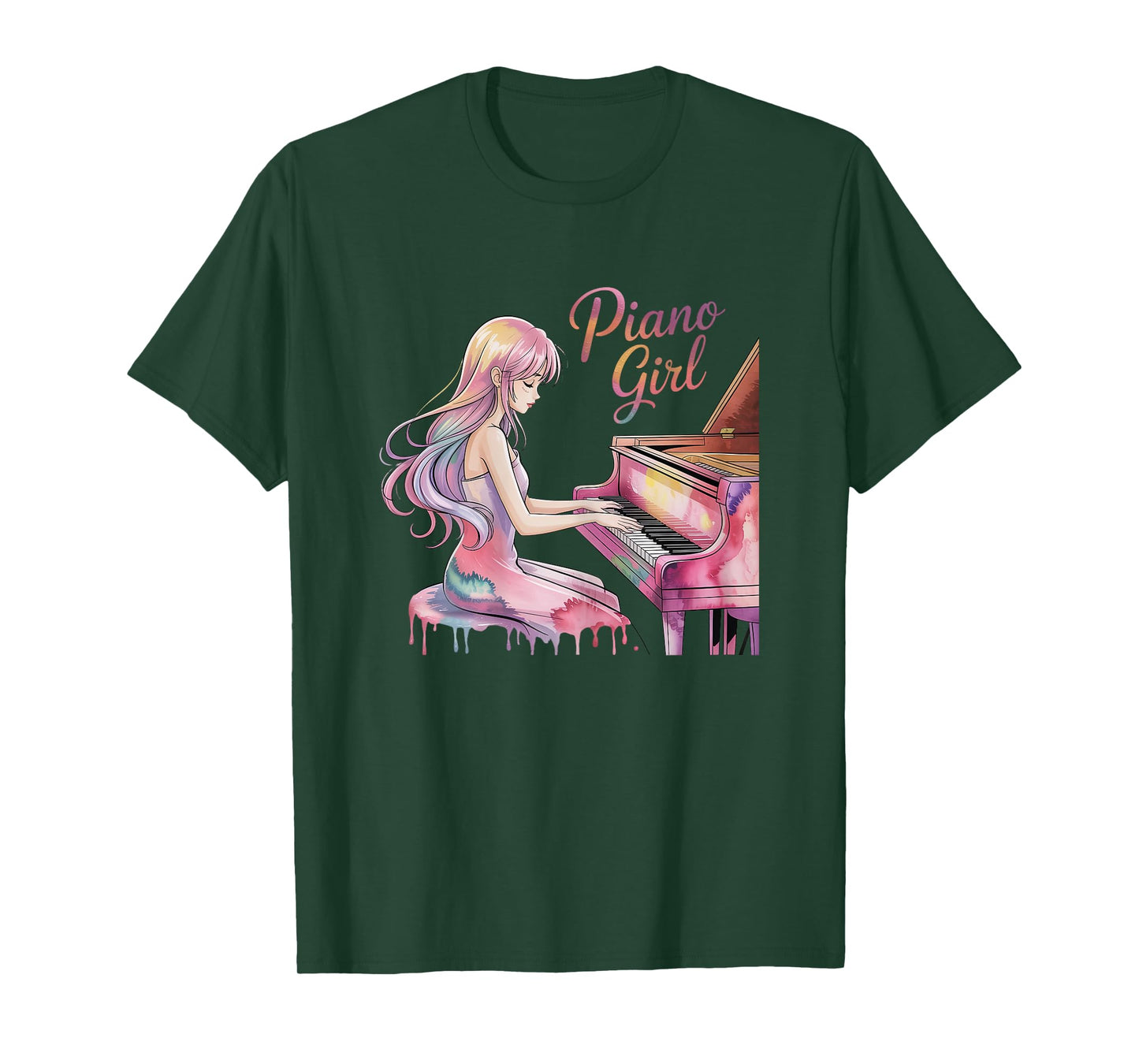 Piano Girl Anime Music Lover Pastel Artistic Pianists T-Shirt