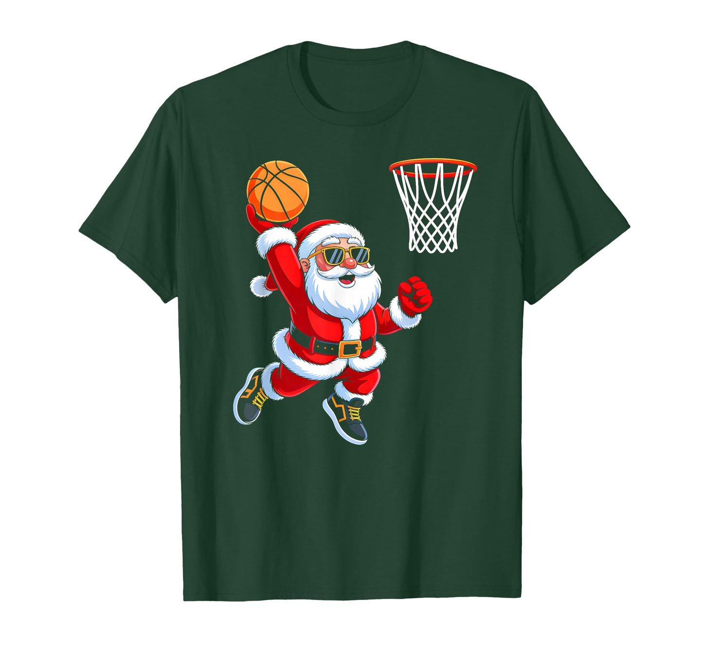 Christmas Santa Playing Basketball Boys Men Xmas Pajamas T-Shirt