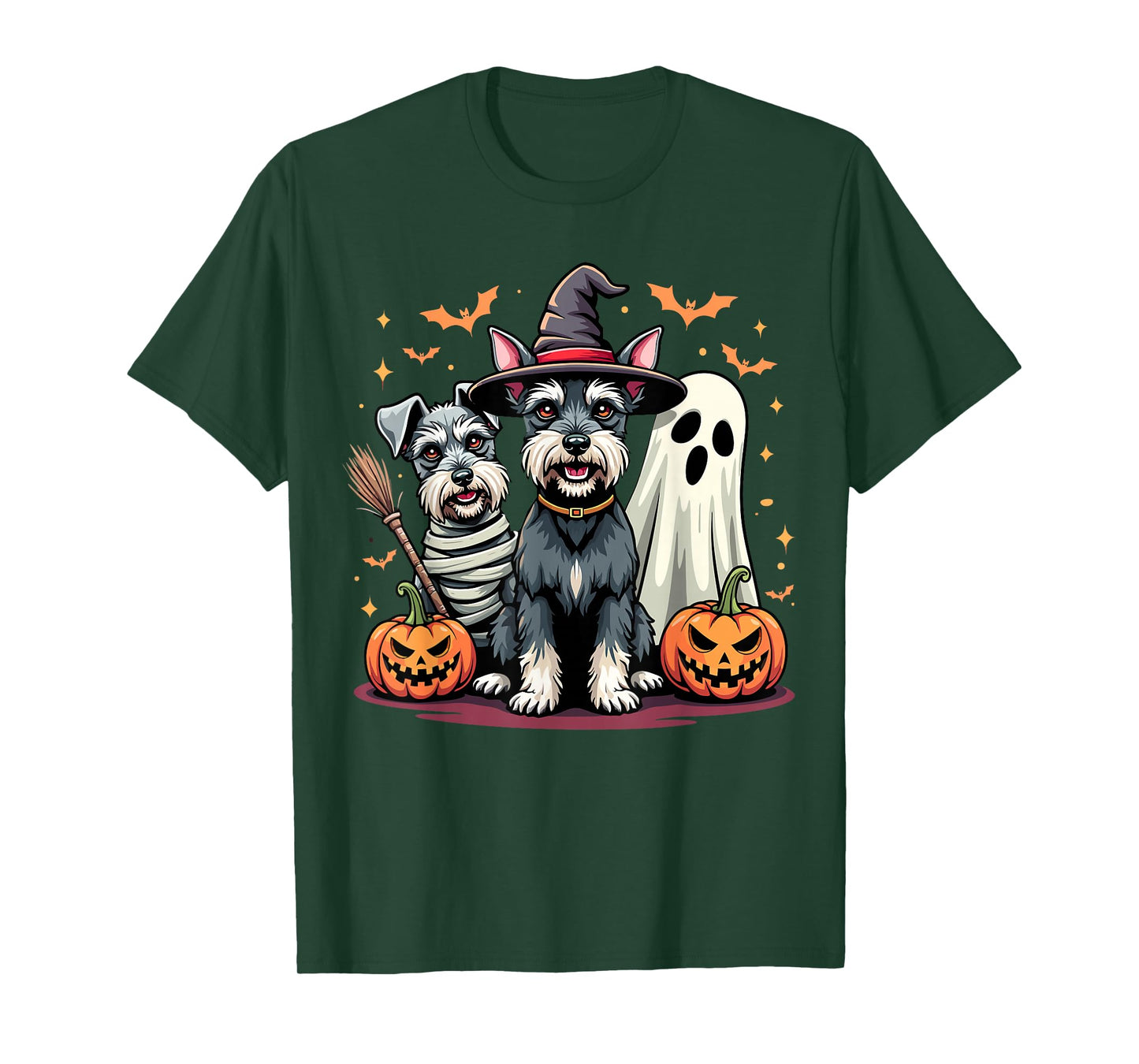 Miniature Schnauzer Halloween Costume Mummy Witch Ghost Dog T-Shirt