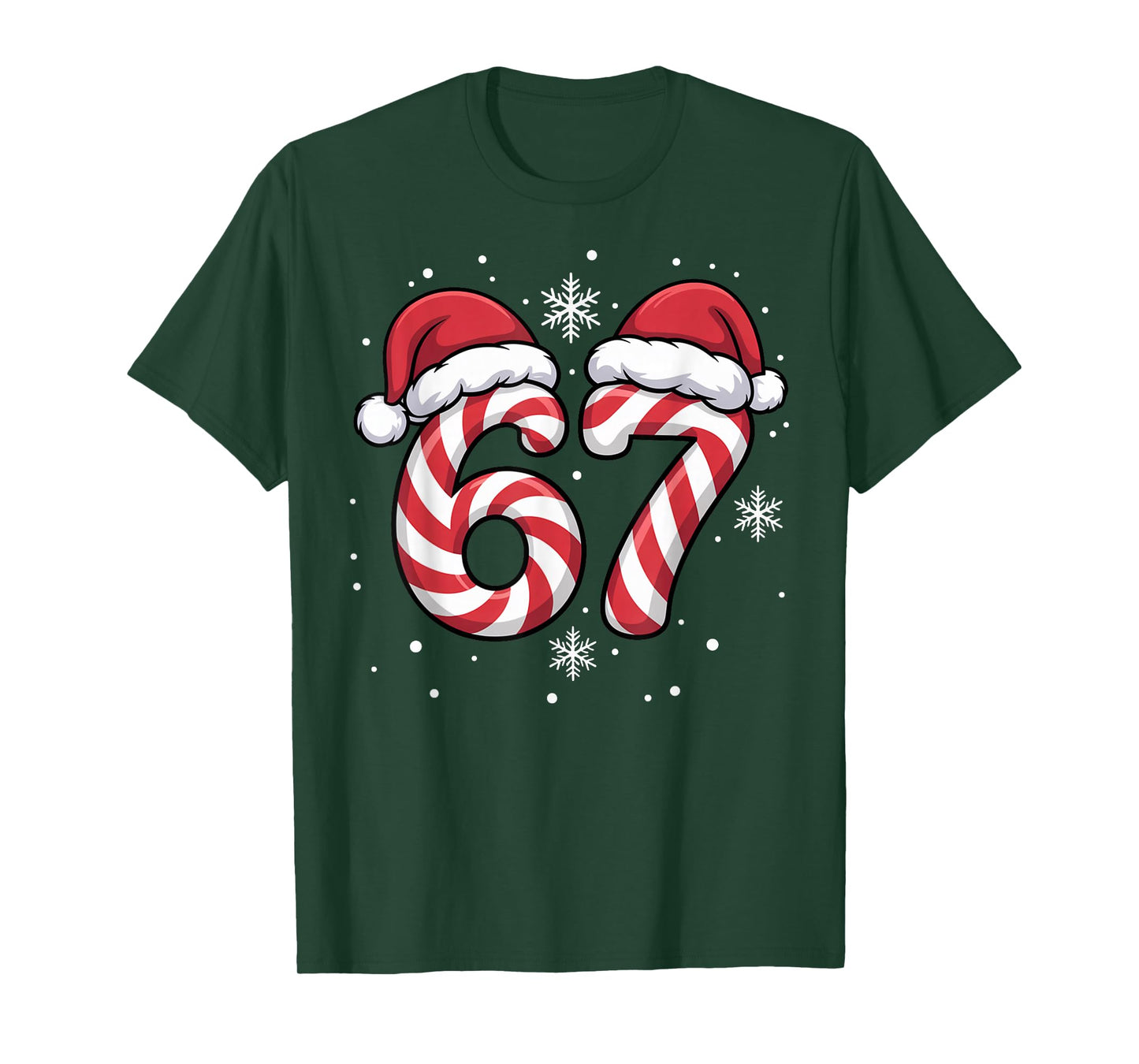 Viral 67 Candy Canes Santa Funny Holiday Kids Humor T-Shirt