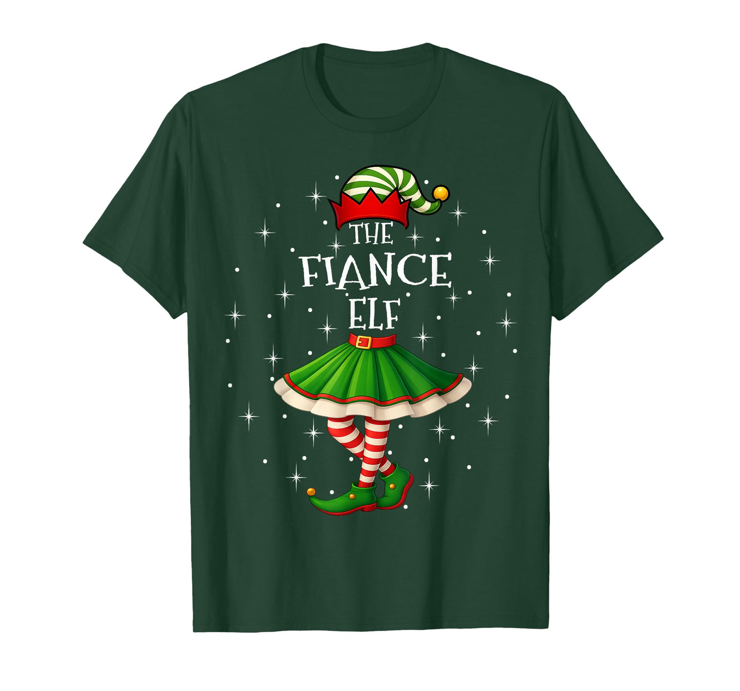 Fiance Elf Christmas Family Matching Women Girls Xmas Party T-Shirt