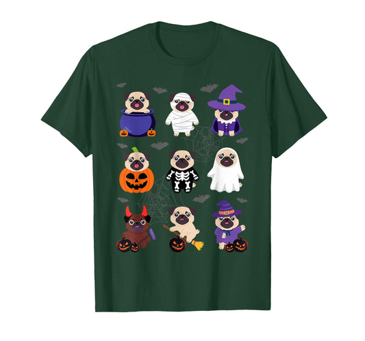 Pug Halloween Costume Spooky Ghost Pumpkin Pug Halloween T-Shirt