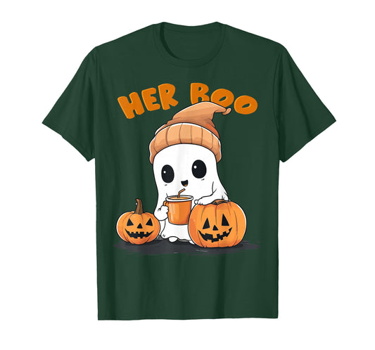 Her Boo His Boo Funny Ghost Matching Couples Halloween 2025 T-Shirt