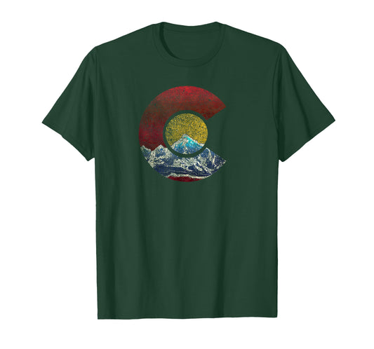 Colorado Shirt with Flag Themed Mountain T-Shirt