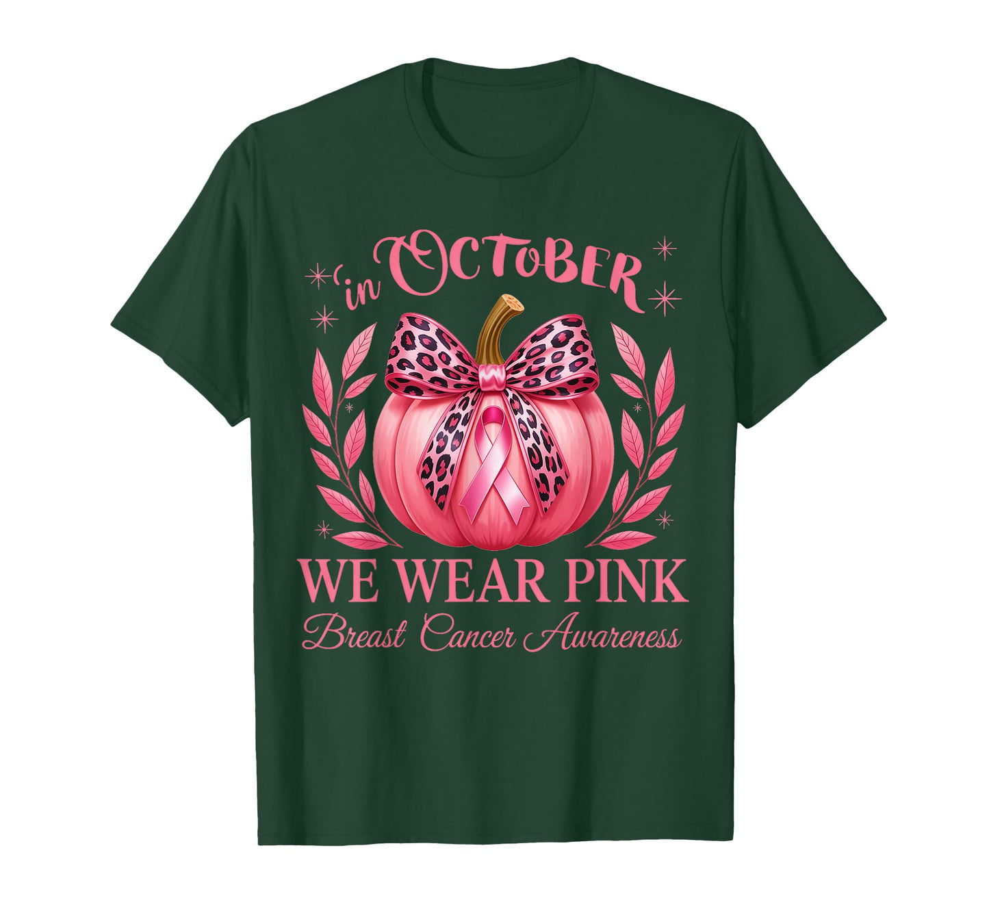 in October We Wear Pink Breast Cancer Awareness Halloween T-Shirt