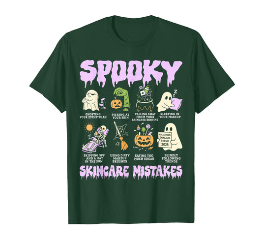 Spooky Skincare Mistakes Funny Halloween Beauty Gift T-Shirt