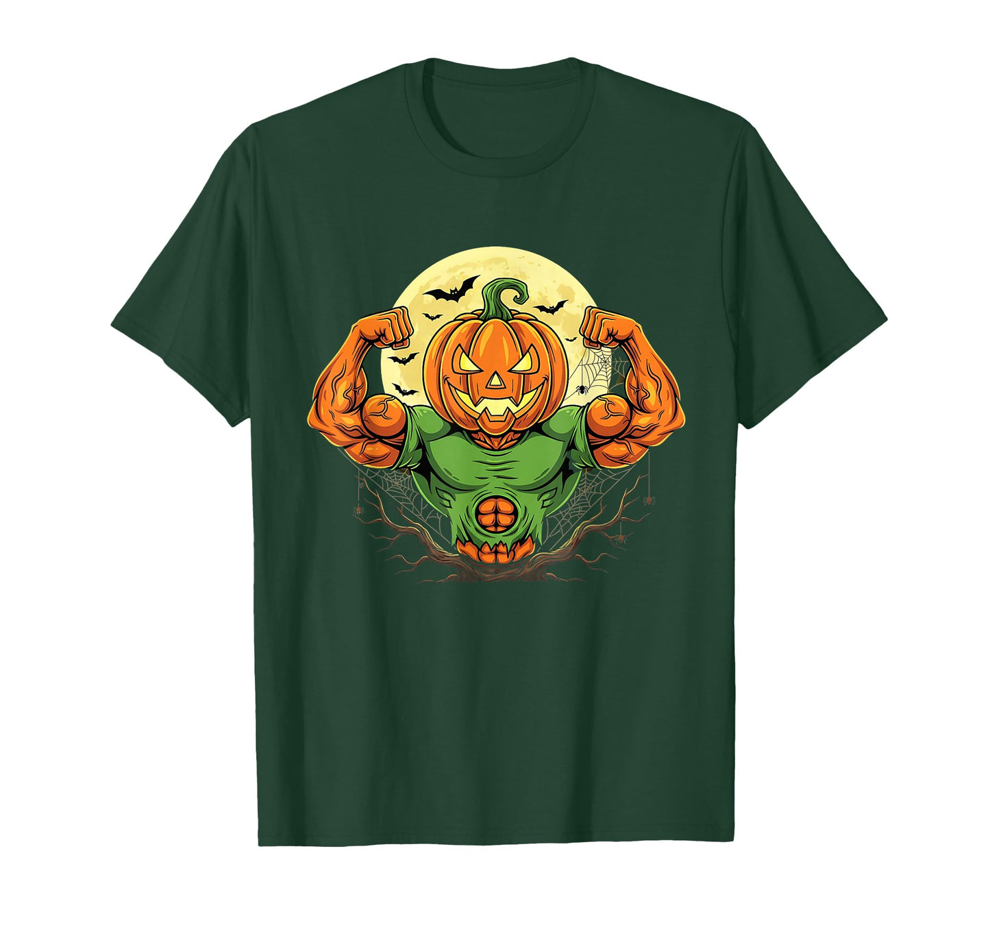 Jack O' Lantern Lifting Pumpkin Muscle Halloween Workout Gym T-Shirt