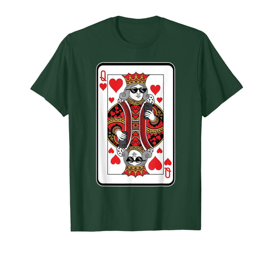 Classic Black Queen of Hearts Playing Card Poker Queen T-Shirt